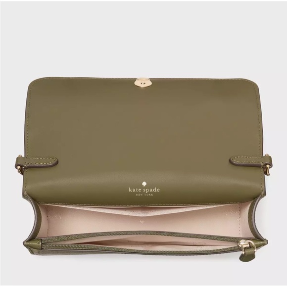 New Kate Spade Madison Small Flap Crossbody Saffiano Leather Seaweed Green - Picture 4 of 5